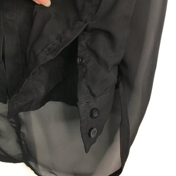 Ecko Unltd Black Button Down Open Back Sheer Blouse Top Size S - Picture 10 of 10